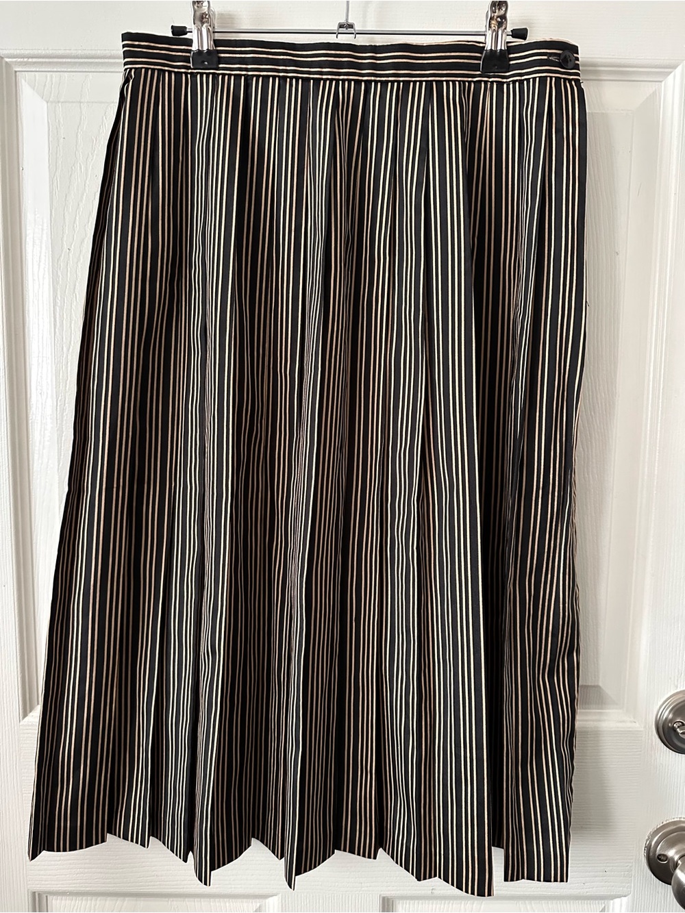 Black and Cream Vertical Stripe A-Line Skirt